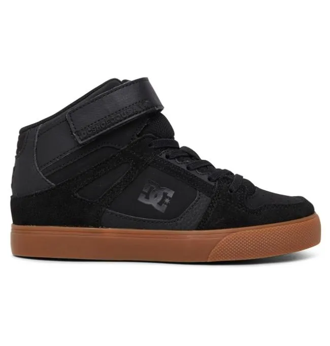 Kids Sneakers DC Kids039 Pure High Elastic Lace Shoes BlackGum Kids Sneakers DC Kids039 Pure High Elastic Lace Shoes BlackGum