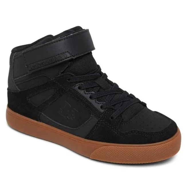 Kids Sneakers DC Kids039 Pure High Elastic Lace Shoes BlackGum Kids Sneakers DC Kids039 Pure High Elastic Lace Shoes BlackGum