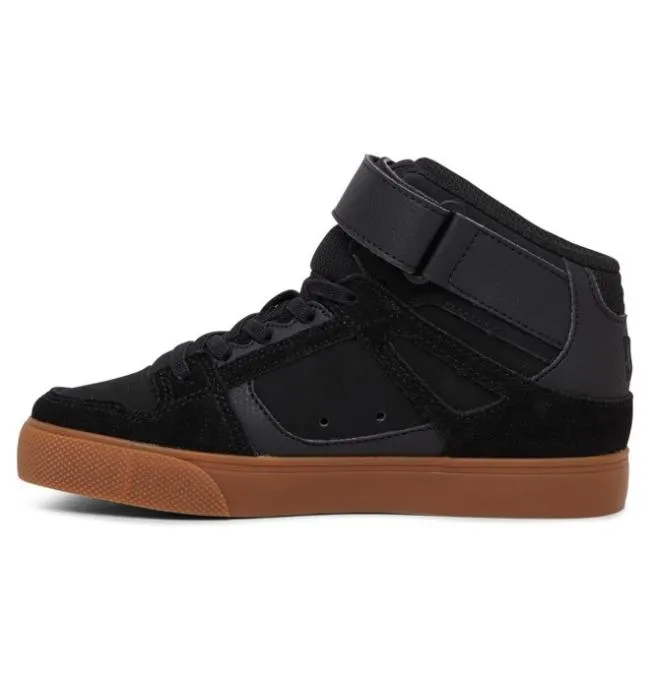 Kids Sneakers DC Kids039 Pure High Elastic Lace Shoes BlackGum Kids Sneakers DC Kids039 Pure High Elastic Lace Shoes BlackGum