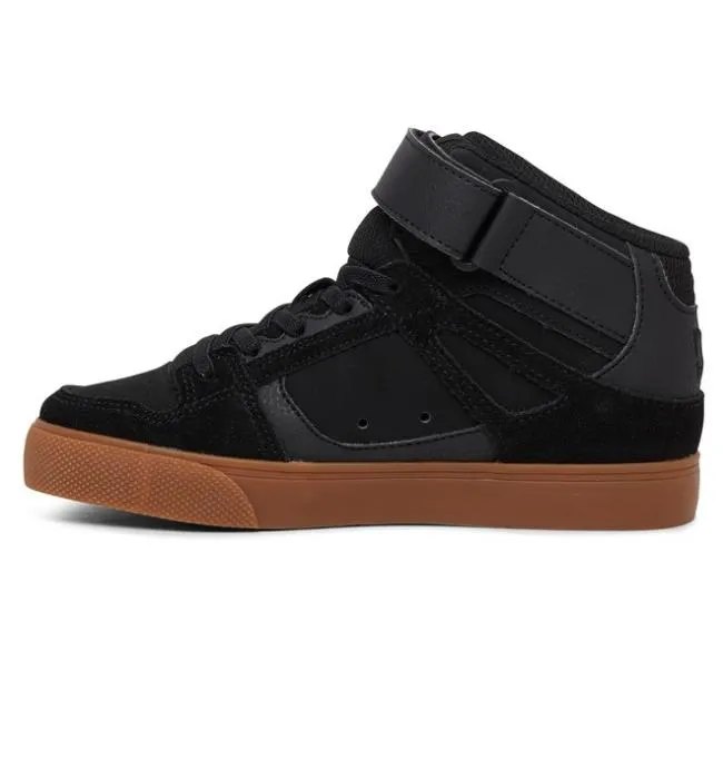 Kids Sneakers DC Kids039 Pure High Elastic Lace Shoes BlackGum Kids Sneakers DC Kids039 Pure High Elastic Lace Shoes BlackGum