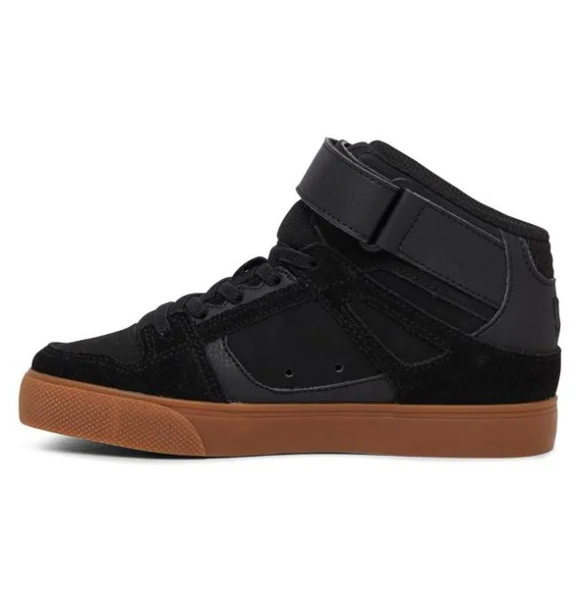 Kids Sneakers DC Kids039 Pure High Elastic Lace Shoes BlackGum Kids Sneakers DC Kids039 Pure High Elastic Lace Shoes BlackGum