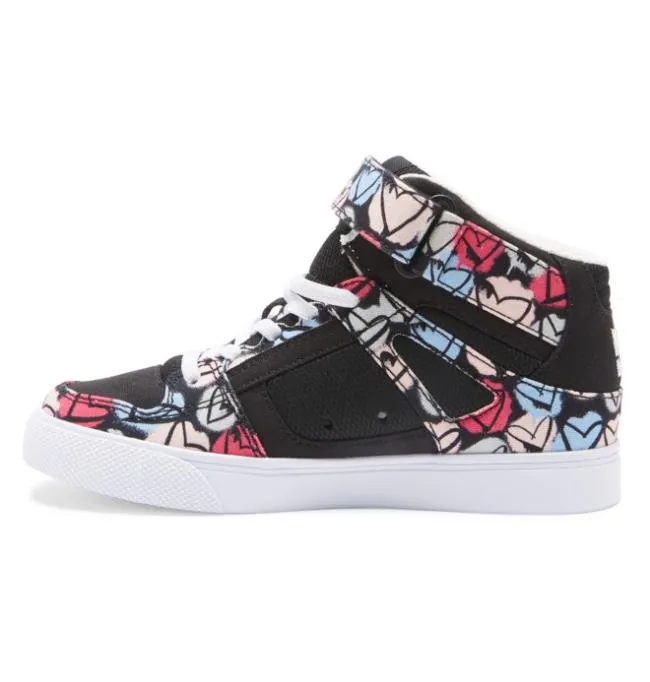 Kids Sneakers DC Kids039 Pure High Elastic Lace Shoes BlackMulti Kids Sneakers DC Kids039 Pure High Elastic Lace Shoes BlackMulti