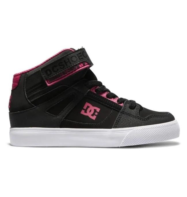 Kids Sneakers DC Kids039 Pure High Elastic Lace Shoes BlackPinkBlack