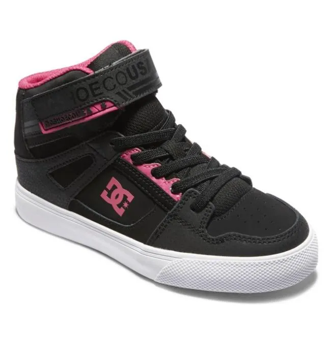 Kids Sneakers DC Kids039 Pure High Elastic Lace Shoes BlackPinkBlack Kids Sneakers DC Kids039 Pure High Elastic Lace Shoes BlackPinkBlack