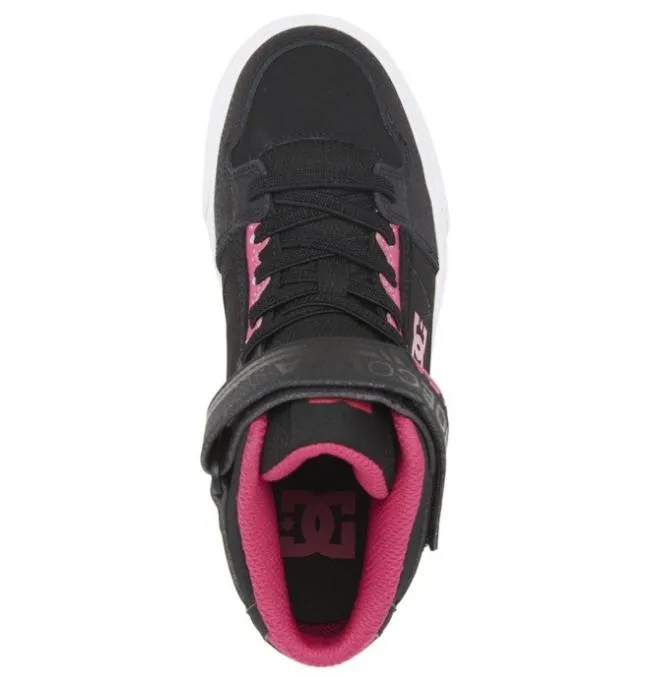 Kids Sneakers DC Kids039 Pure High Elastic Lace Shoes BlackPinkBlack Kids Sneakers DC Kids039 Pure High Elastic Lace Shoes BlackPinkBlack