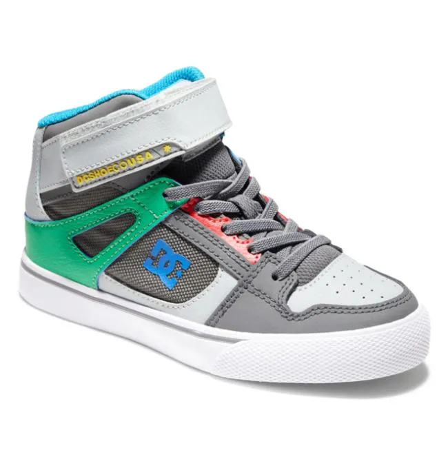 Kids Sneakers DC Kids039 Pure High Elastic Lace Shoes GreyGreen Kids Sneakers DC Kids039 Pure High Elastic Lace Shoes GreyGreen