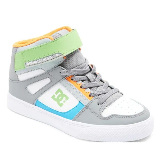 Kids Sneakers DC Kids039 Pure High Elastic Lace Shoes GreyGreyWhite Kids Sneakers DC Kids039 Pure High Elastic Lace Shoes GreyGreyWhite