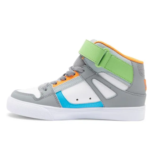Kids Sneakers DC Kids039 Pure High Elastic Lace Shoes GreyGreyWhite Kids Sneakers DC Kids039 Pure High Elastic Lace Shoes GreyGreyWhite