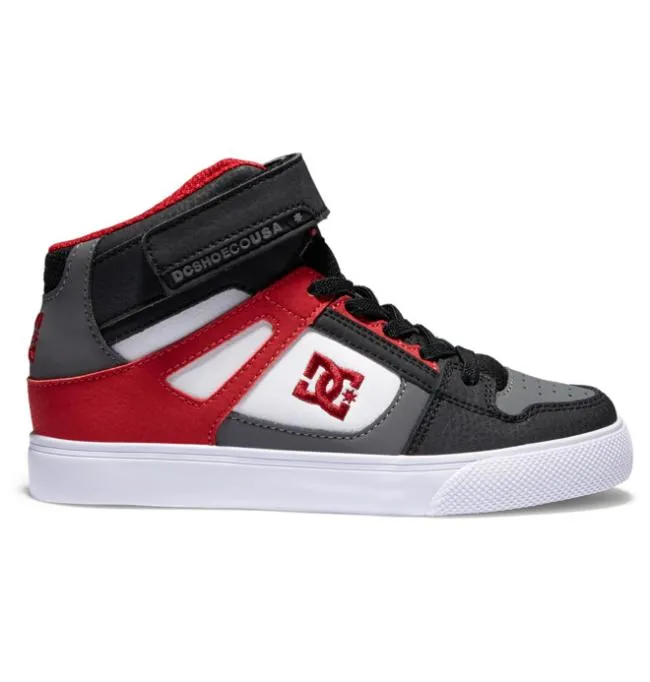 Kids Sneakers DC Kids039 Pure High Elastic Lace Shoes WhiteGreyRed