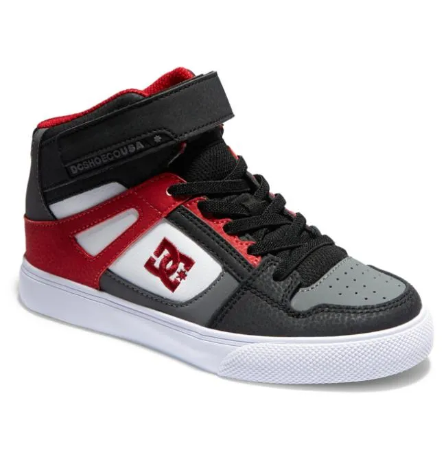Kids Sneakers DC Kids039 Pure High Elastic Lace Shoes WhiteGreyRed Kids Sneakers DC Kids039 Pure High Elastic Lace Shoes WhiteGreyRed