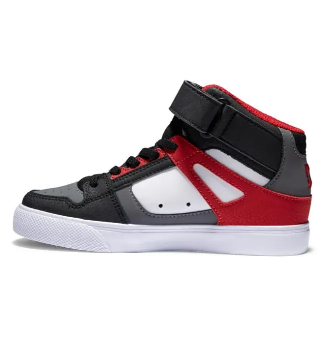 Kids Sneakers DC Kids039 Pure High Elastic Lace Shoes WhiteGreyRed Kids Sneakers DC Kids039 Pure High Elastic Lace Shoes WhiteGreyRed