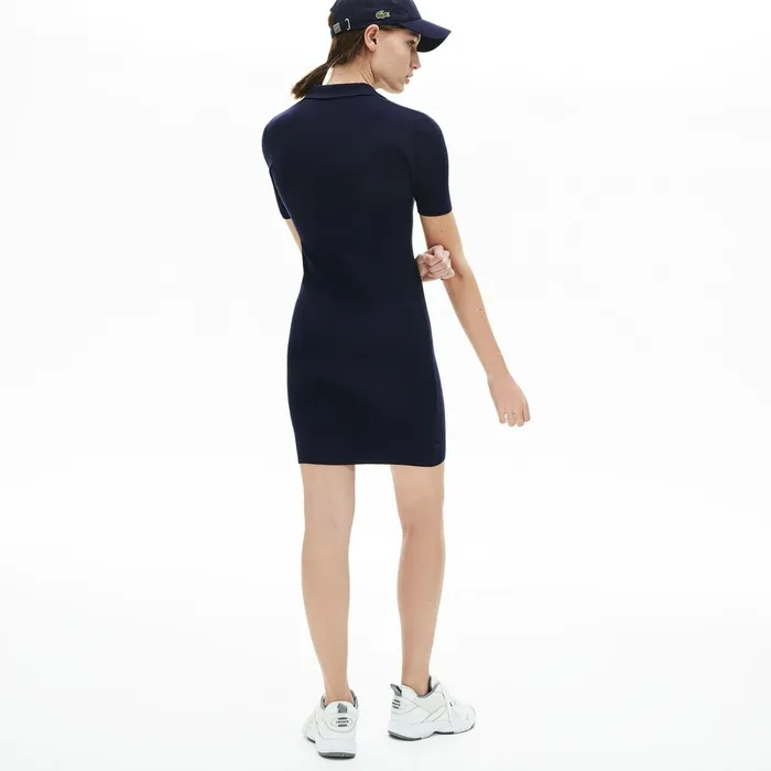 Knit Polo Dress Navy Blue Womens Lacoste Dresses and Skirts On Sale