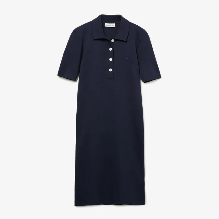 Knit Polo Dress Navy Blue Womens Lacoste Dresses and Skirts On Sale