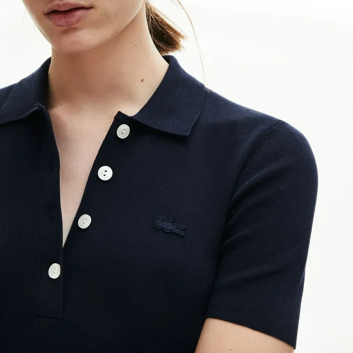 Knit Polo Dress Navy Blue Womens Lacoste Dresses and Skirts On Sale
