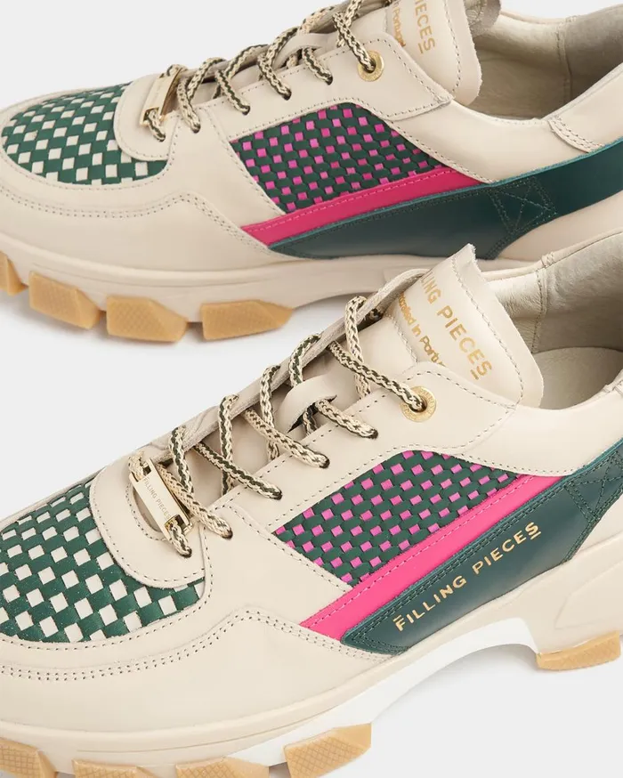 Kyoto Radar Glare Woven Beige Women Filling Pieces Sneakers