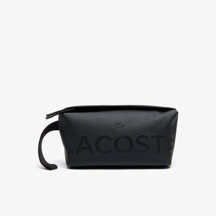 L1212 Branded Zip Toiletry Bag Black Mens Lacoste Small Leather Goods Casaul