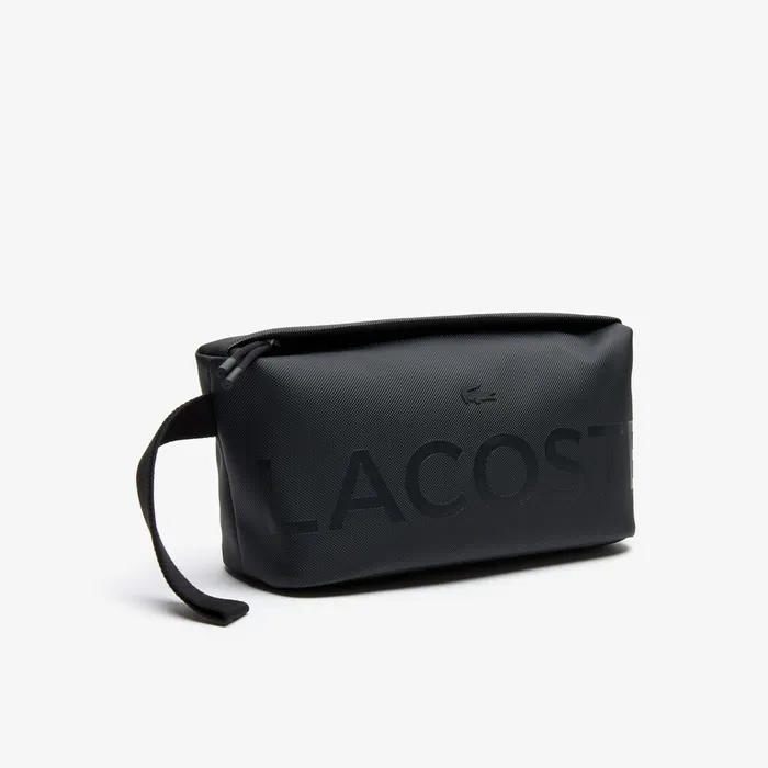 L1212 Branded Zip Toiletry Bag Black Mens Lacoste Small Leather Goods Casaul