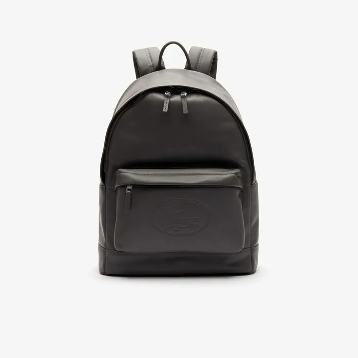 L1212 Casual Embossed Lettering Leather Backpack Dark Gull Gray Mens Lacoste Bags Gift 4 You L1212 Casual Embossed Lettering Leather Backpack Dark Gull Gray Mens Lacoste Bags Gift 4 You