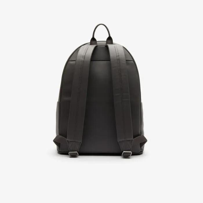L1212 Casual Embossed Lettering Leather Backpack Dark Gull Gray Mens Lacoste Bags Gift 4 You