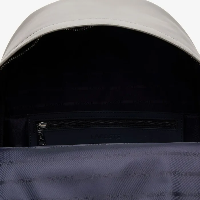 L1212 Casual Embossed Lettering Leather Backpack Dark Gull Gray Mens Lacoste Bags Gift 4 You