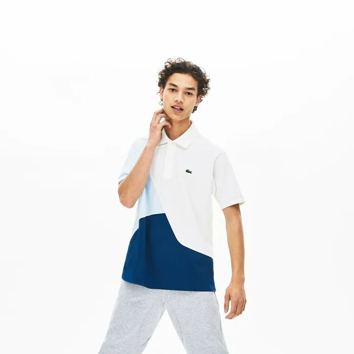 L1212 ColorBlocked Thermoregulating Piqu Polo BlueWhiteLight Blue Mens Lacoste Polos On Sale L1212 ColorBlocked Thermoregulating Piqu Polo BlueWhiteLight Blue Mens Lacoste Polos On Sale