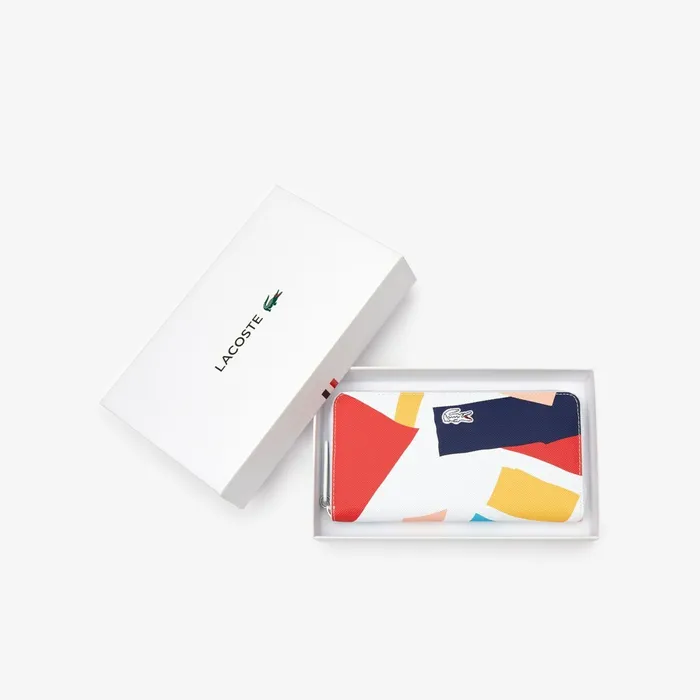 L1212 Coloured Design Zippered Wallet L Allover Womens Lacoste Small Leather Goods Near Me