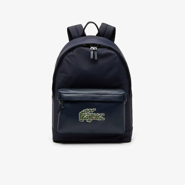 L1212 Croco Magic Leather and Canvas Backpack Peacoat Mens Lacoste Bags Online