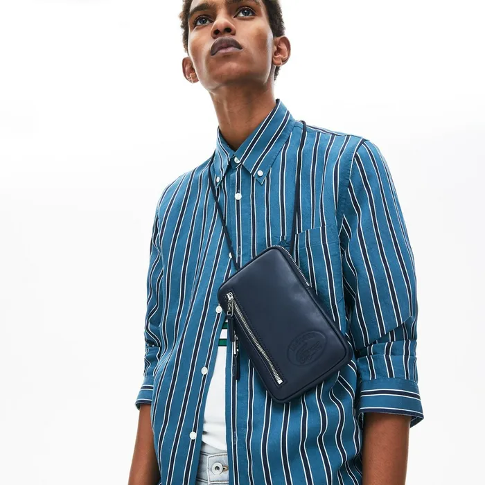 L1212 Neck Strap Leather Mini Flat Bag Dark Sapphire Mens Lacoste Small Leather Goods For Sale L1212 Neck Strap Leather Mini Flat Bag Dark Sapphire Mens Lacoste Small Leather Goods For Sale