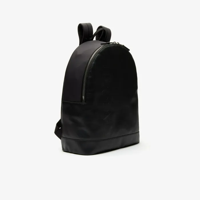 L1212 Signature Leather Zip Backpack Black Mens Lacoste Bags Popular