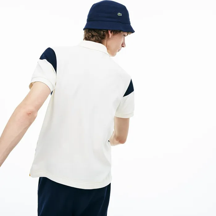 L1212 Technical Piqu Polo YellowNavy BlueWhite Mens Lacoste Polos Near Me