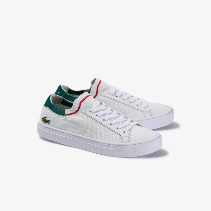 La Pique Textile Sneakers WhtGreen Womens Lacoste Sneakers Outlet