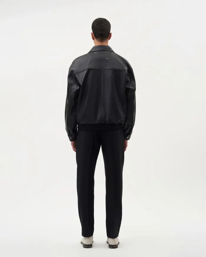 Leather Jacket Boxy Fit Black Men Filling Pieces Coats and Jackets