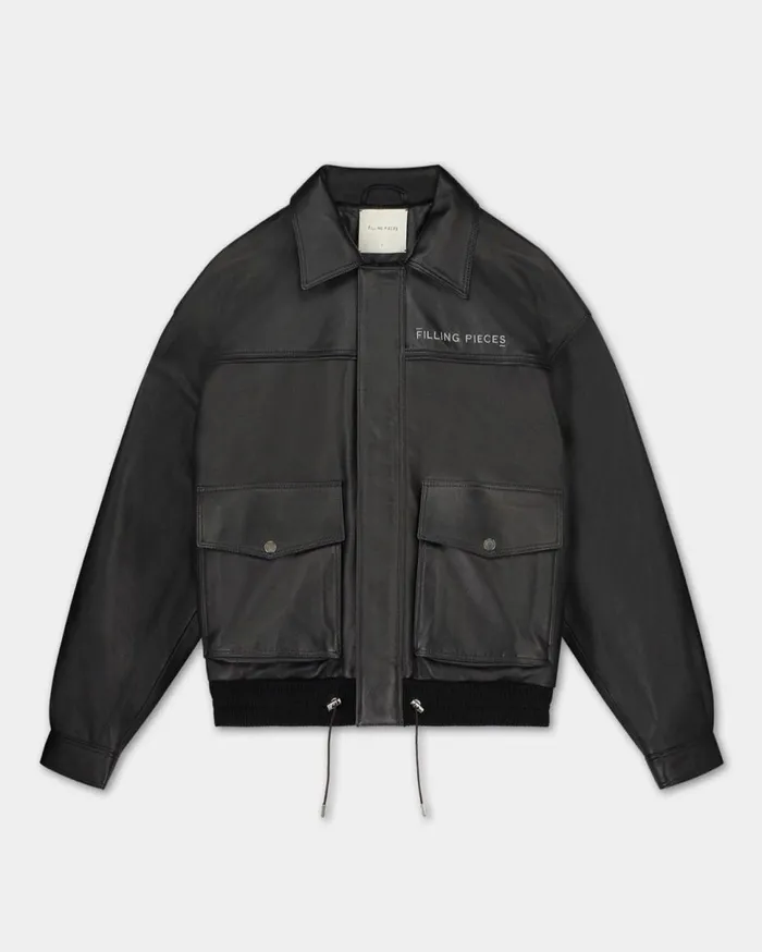 Leather Jacket Boxy Fit Black Men Filling Pieces Coats and Jackets