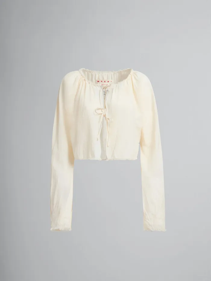 Light Beige Organic Cheesecloth Blouse With Ties Women Marni Tops and TShirts