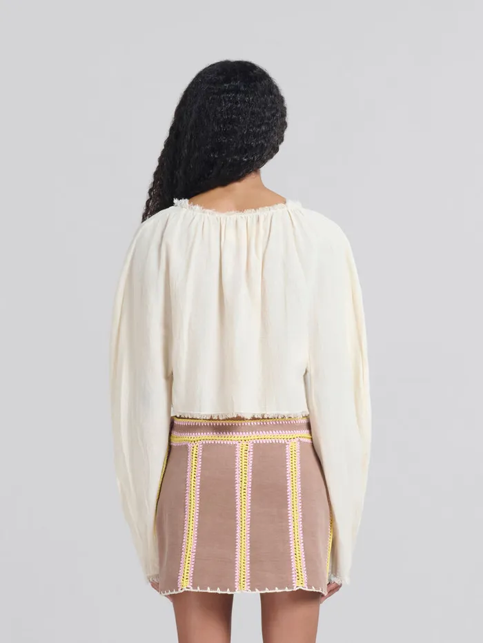 Light Beige Organic Cheesecloth Blouse With Ties Women Marni Tops and TShirts