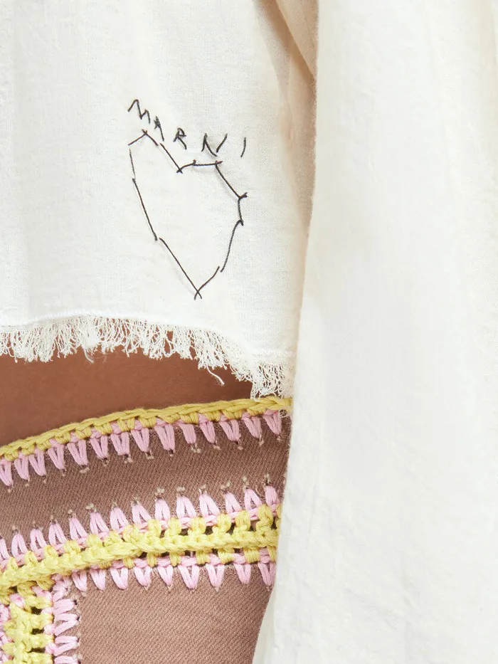 Light Beige Organic Cheesecloth Blouse With Ties Women Marni Tops and TShirts