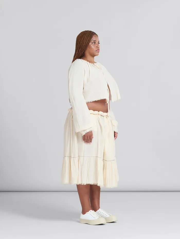 Light Beige Organic Cheesecloth Blouse With Ties Women Marni Tops and TShirts