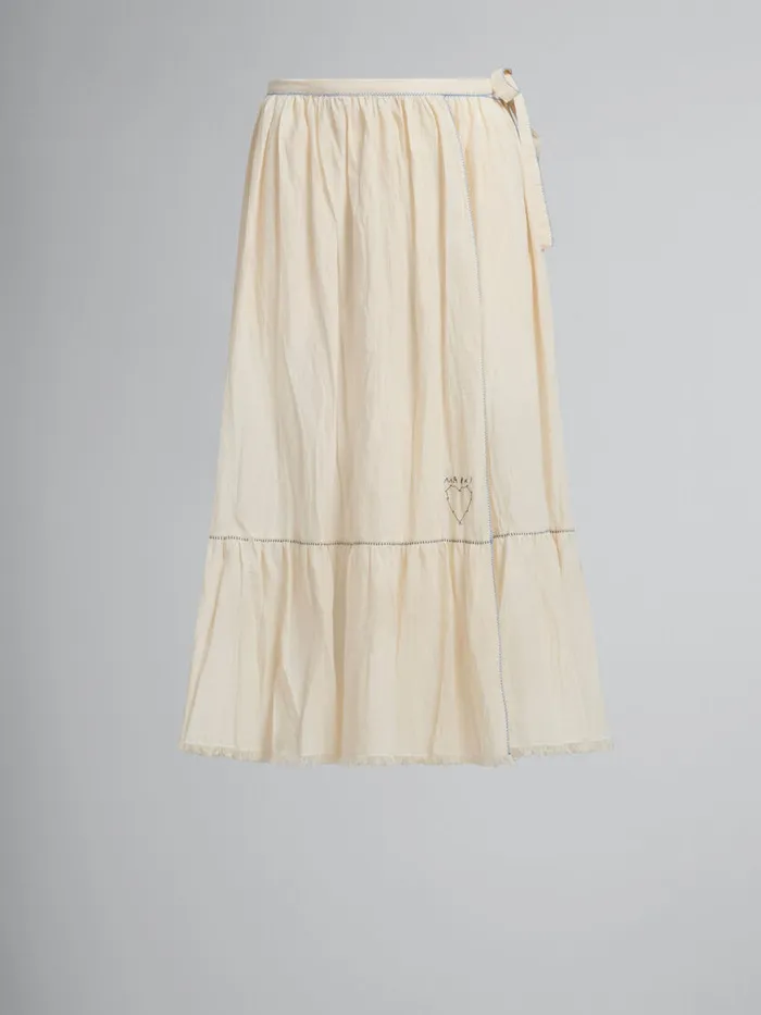 Light Beige Organic Cheesecloth Skirt With Flounce Women Marni Skirts