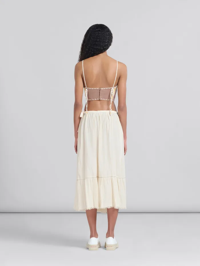 Light Beige Organic Cheesecloth Skirt With Flounce Women Marni Skirts