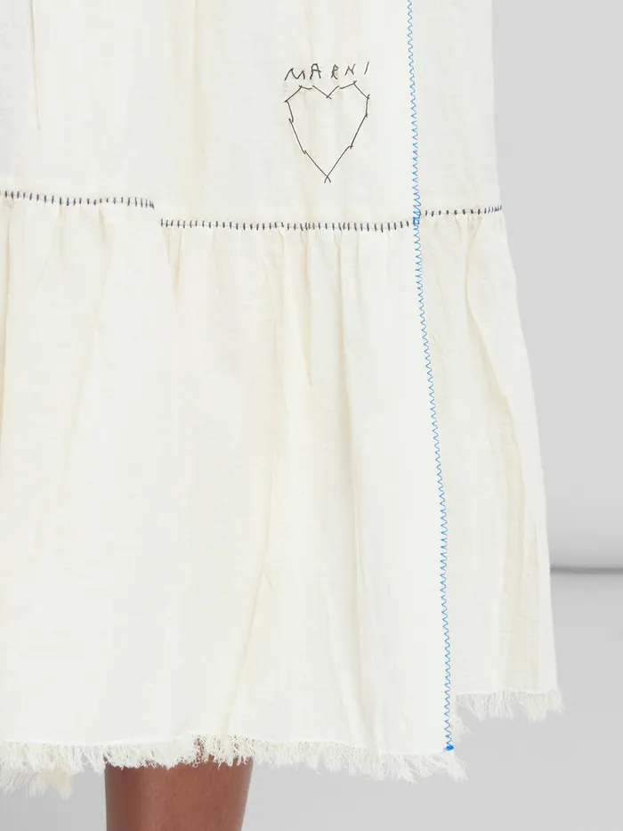 Light Beige Organic Cheesecloth Skirt With Flounce Women Marni Skirts