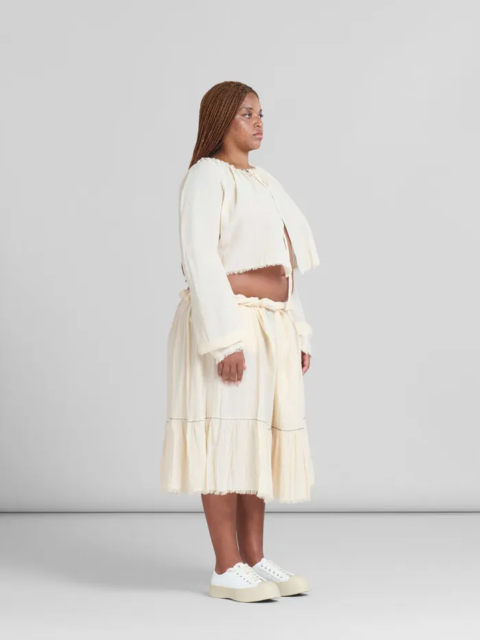 Light Beige Organic Cheesecloth Skirt With Flounce Women Marni Skirts