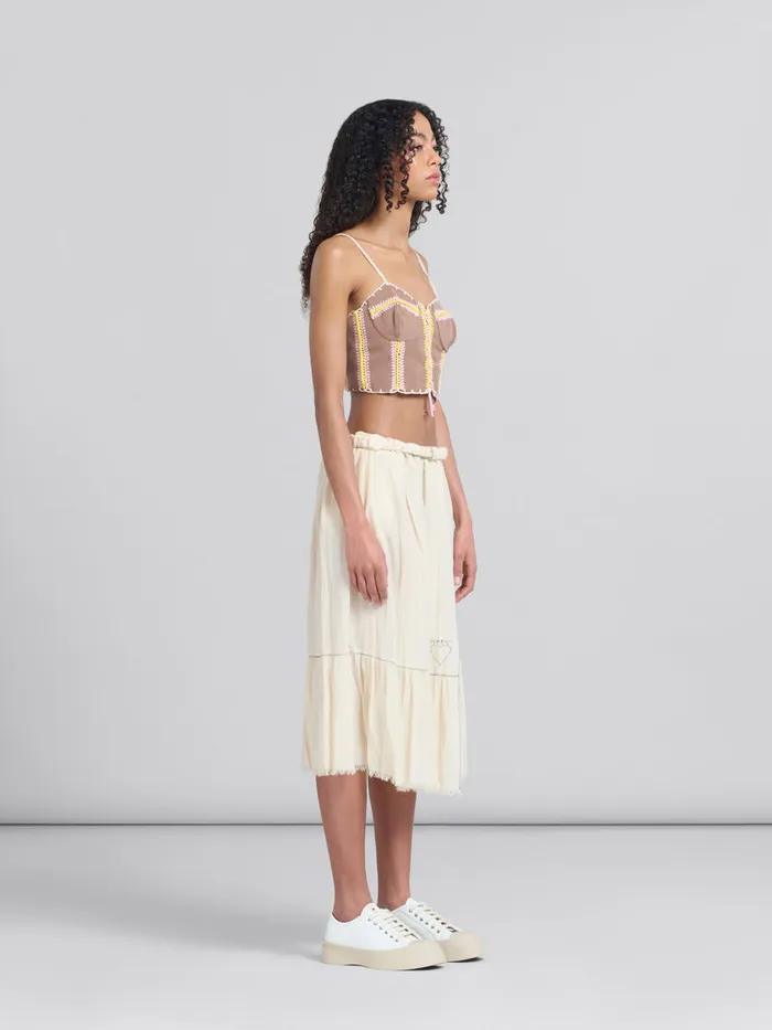 Light Beige Organic Cheesecloth Skirt With Flounce Women Marni Skirts