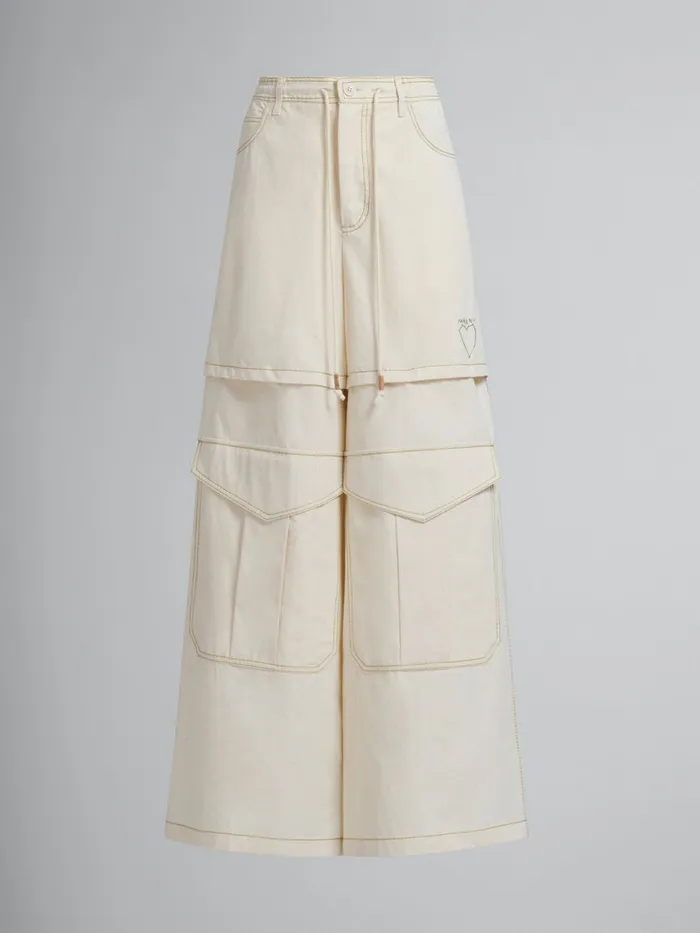 Light Beige Organic Toile Hybrid Cargo Pants With Marni Mending Women Marni Pants