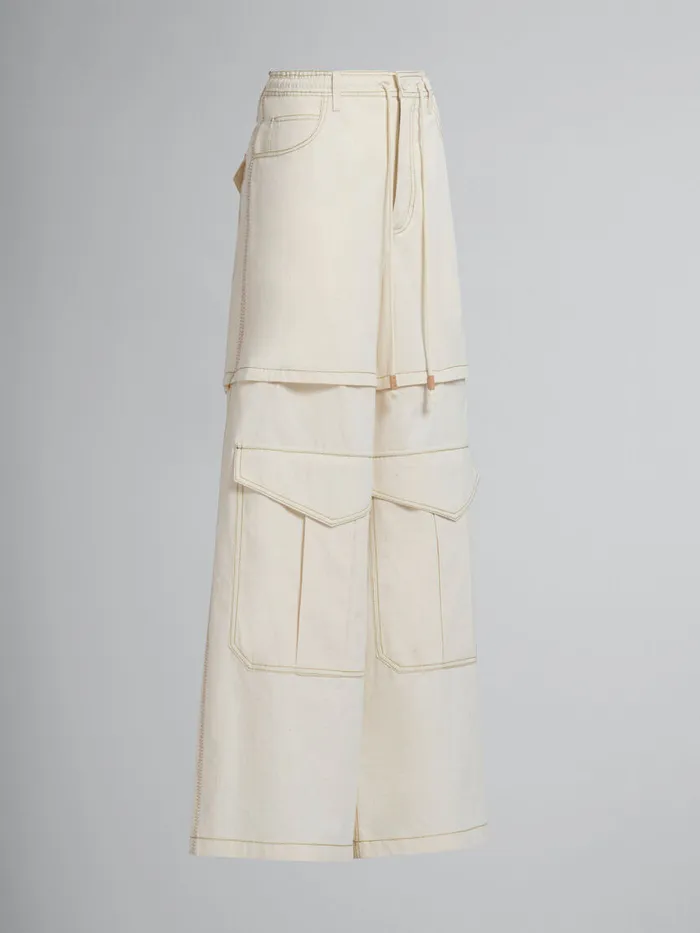 Light Beige Organic Toile Hybrid Cargo Pants With Marni Mending Women Marni Pants