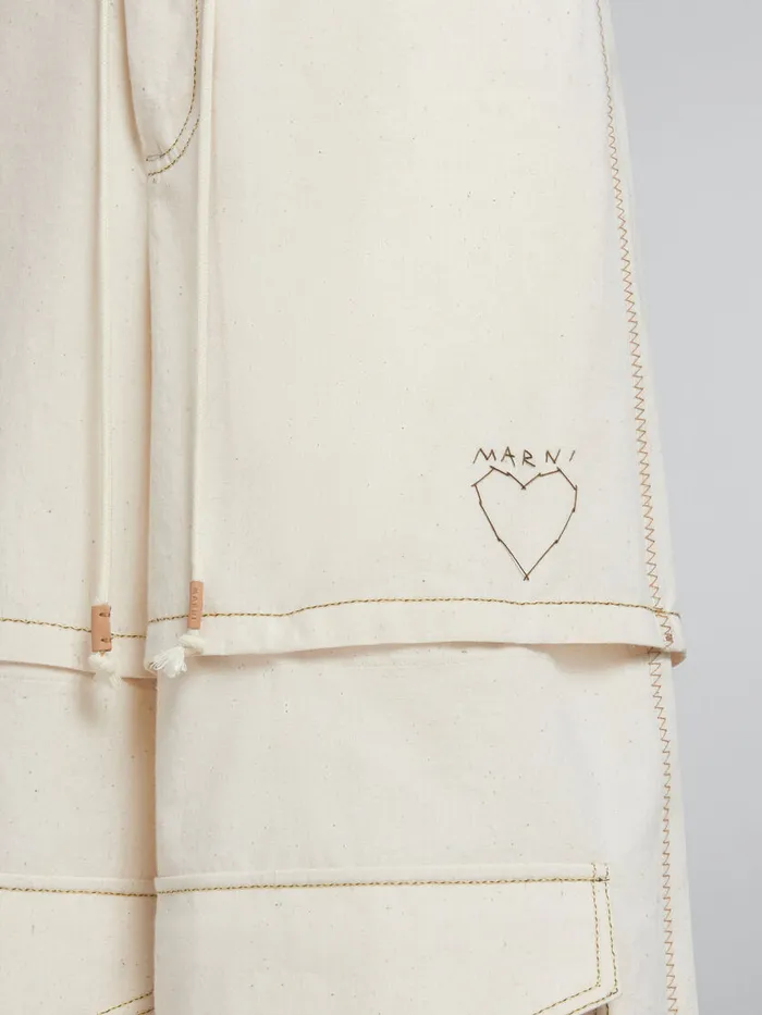 Light Beige Organic Toile Hybrid Cargo Pants With Marni Mending Women Marni Pants