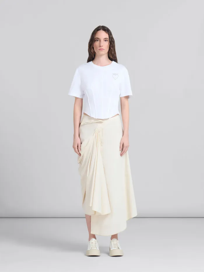 Light Beige Organic Toile Skirt With Jacket Lapels Women Marni Skirts