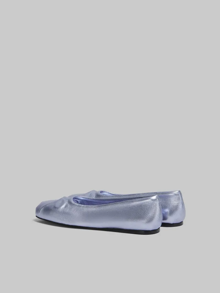 Light Blue Nappa Leather Seamless Little Bow Ballet Flat Women Marni Flats