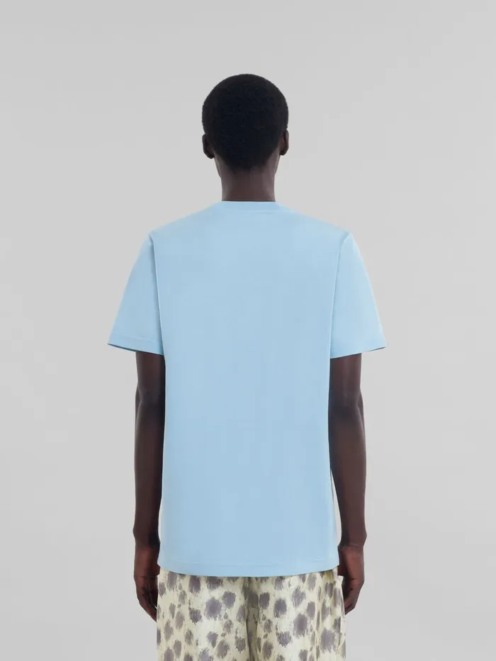 Light Blue Organic Cotton Tshirt With Marni Mending Logo Men Marni Tops and TShirts