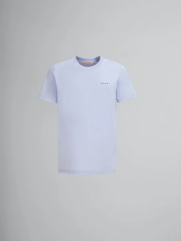 Light Blue Organic Cotton Tshirt With Mini Marni Logo Men Marni Tops and TShirts