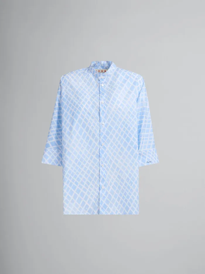 Light Blue Poplin Kimono Shirt With Landscapes Print Women Marni Tops and TShirts